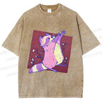 Unisex Chubby Raccoon Printed Washed Tee