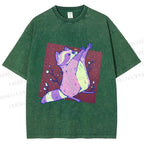 Unisex Chubby Raccoon Printed Washed Tee