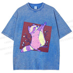 Unisex Chubby Raccoon Printed Washed Tee