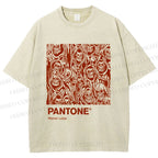 Unisex Pantone Red Skull Printed Washed Tee