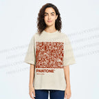 Unisex Pantone Red Skull Printed Washed Tee