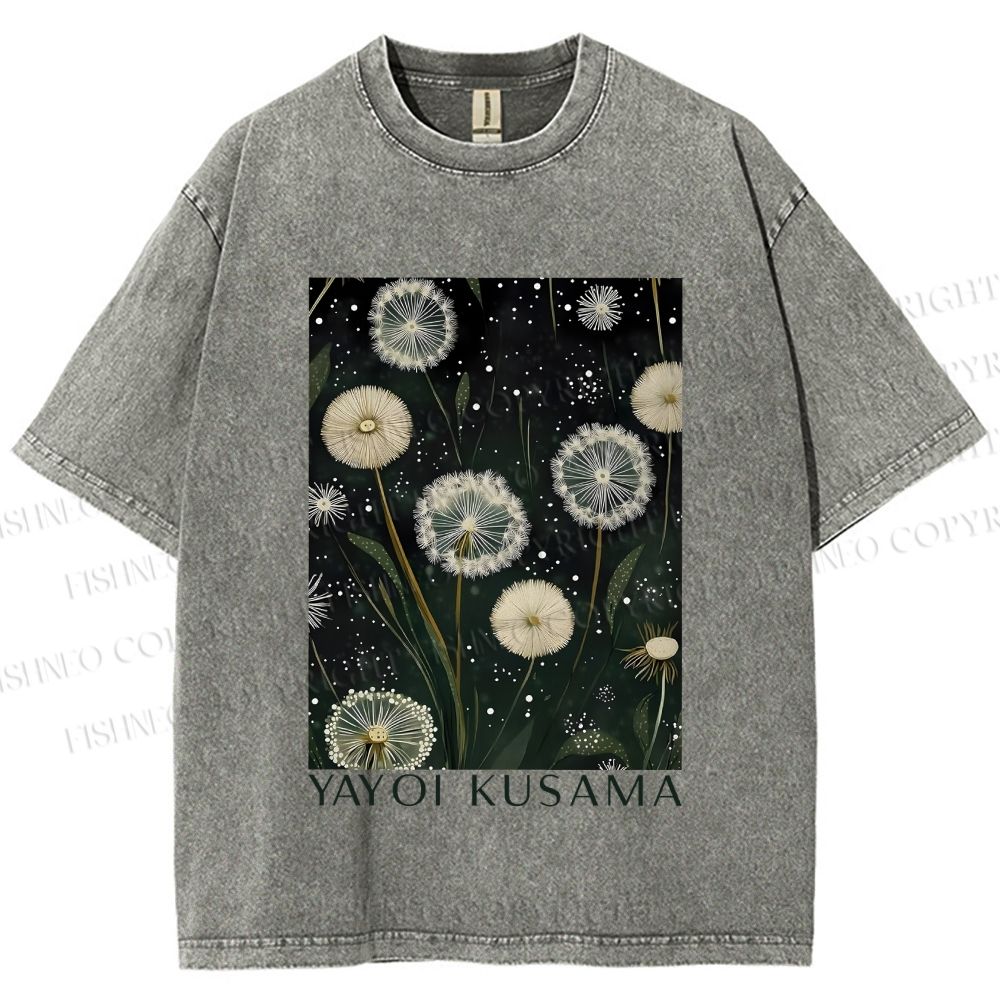 Unisex Yayoi Kusama Dandelion Printed Washed Tee