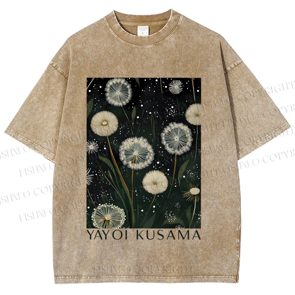 Unisex Yayoi Kusama Dandelion Printed Washed Tee