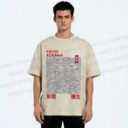 Unisex Yayoi Kusama Line Wave Printed Washed Tee
