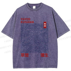 Unisex Yayoi Kusama Line Wave Printed Washed Tee
