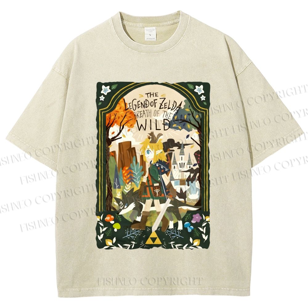 Unisex The Legend of Zelda Breath of the Wild Link Graffiti Printed Washed Tee