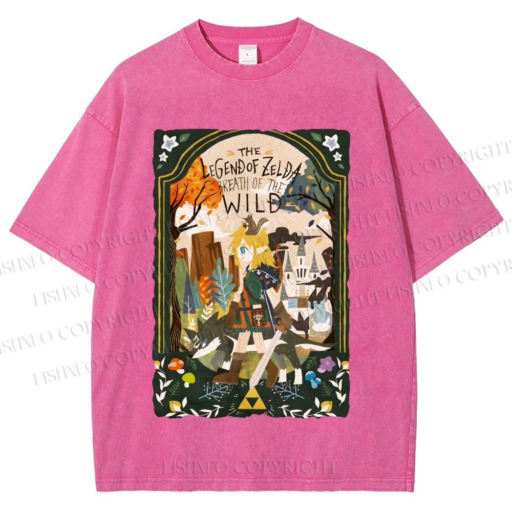 Unisex The Legend of Zelda Breath of the Wild Link Graffiti Printed Washed Tee