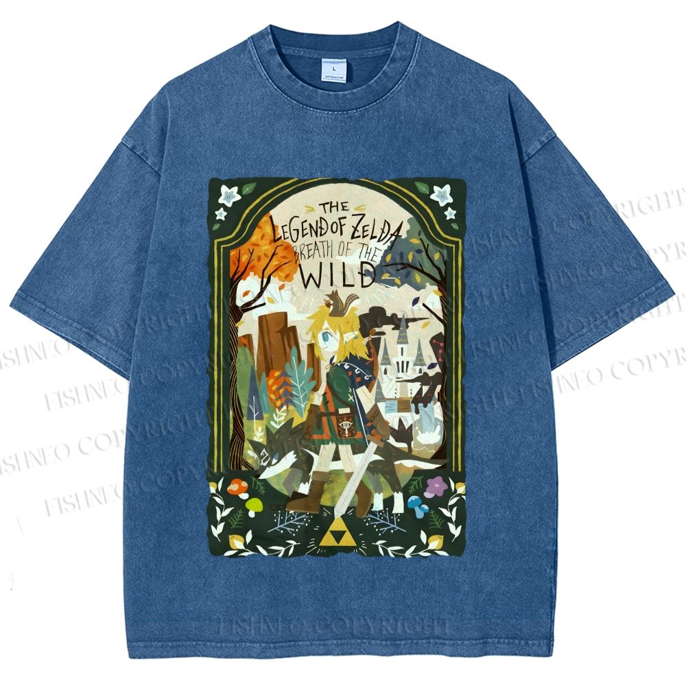 Unisex The Legend of Zelda Breath of the Wild Link Graffiti Printed Washed Tee