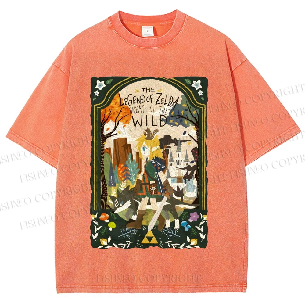 Unisex The Legend of Zelda Breath of the Wild Link Graffiti Printed Washed Tee