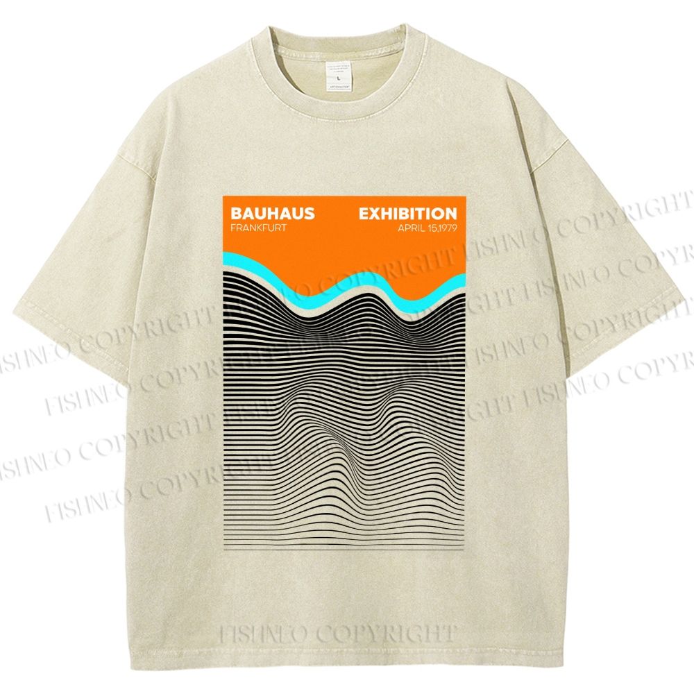Unisex Bauhaus Wave Exhibition Printed Washed Tee