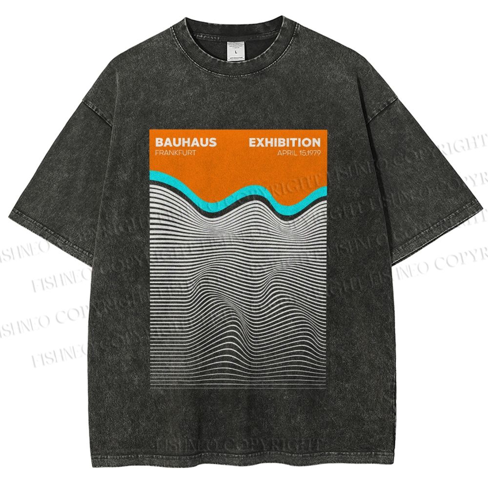 Unisex Bauhaus Wave Exhibition Printed Washed Tee