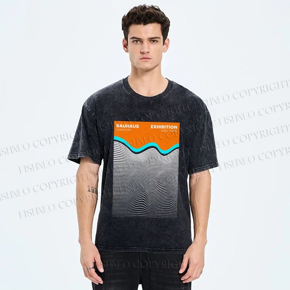 Unisex Bauhaus Wave Exhibition Printed Washed Tee