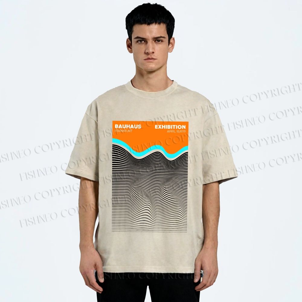 Unisex Bauhaus Wave Exhibition Printed Washed Tee
