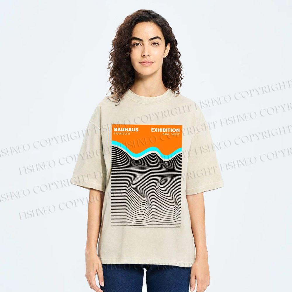 Unisex Bauhaus Wave Exhibition Printed Washed Tee