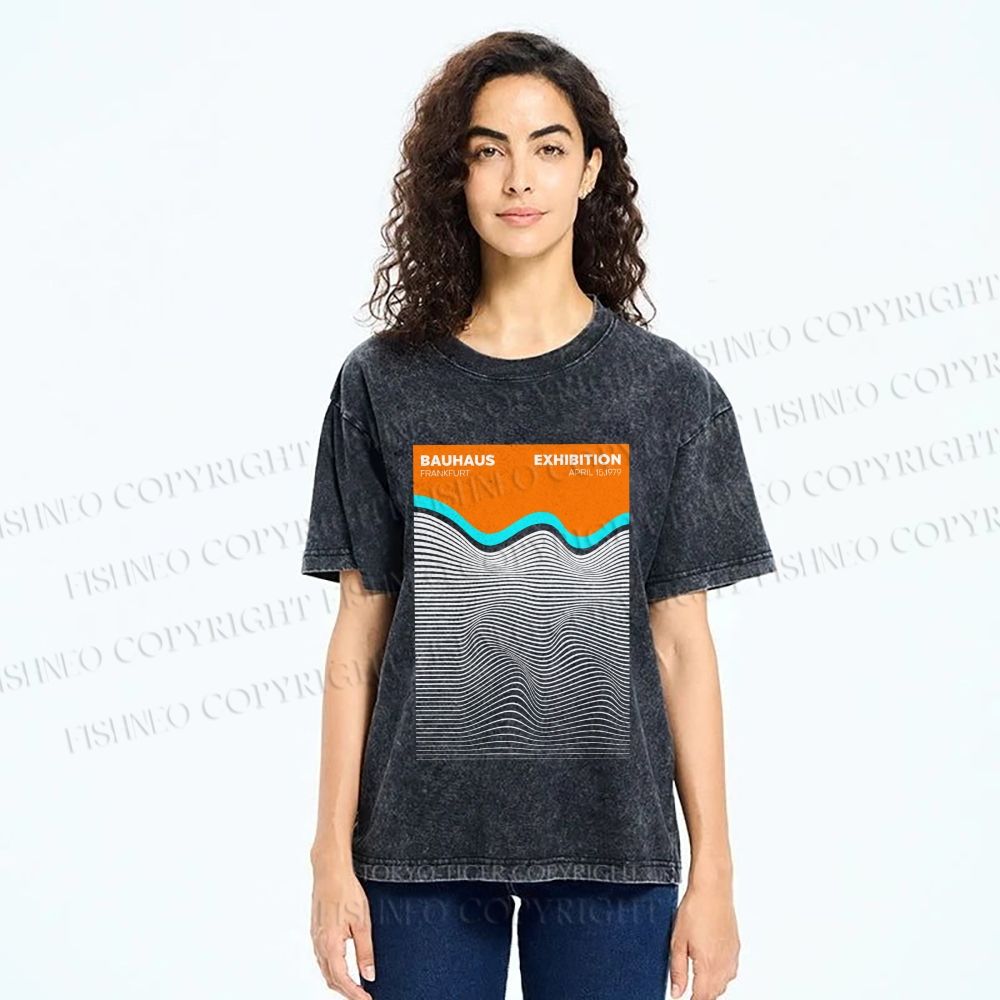 Unisex Bauhaus Wave Exhibition Printed Washed Tee