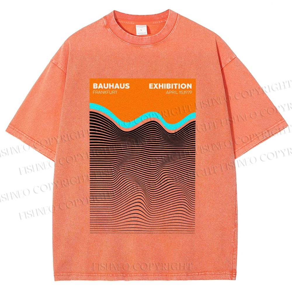 Unisex Bauhaus Wave Exhibition Printed Washed Tee