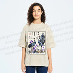 Unisex Two Cranes In A Zen Garden Printed Washed Tee