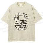 Unisex Sometimes A Frog Just Needs To Fart Printed Washed Tee