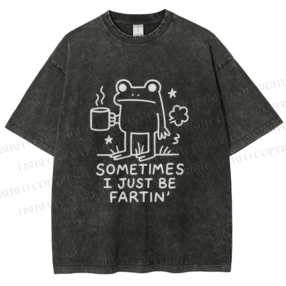 Unisex Sometimes A Frog Just Needs To Fart Printed Washed Tee