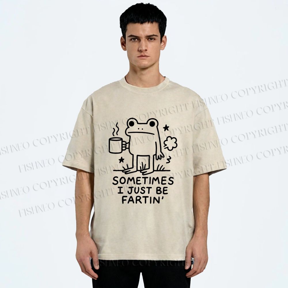 Unisex Sometimes A Frog Just Needs To Fart Printed Washed Tee