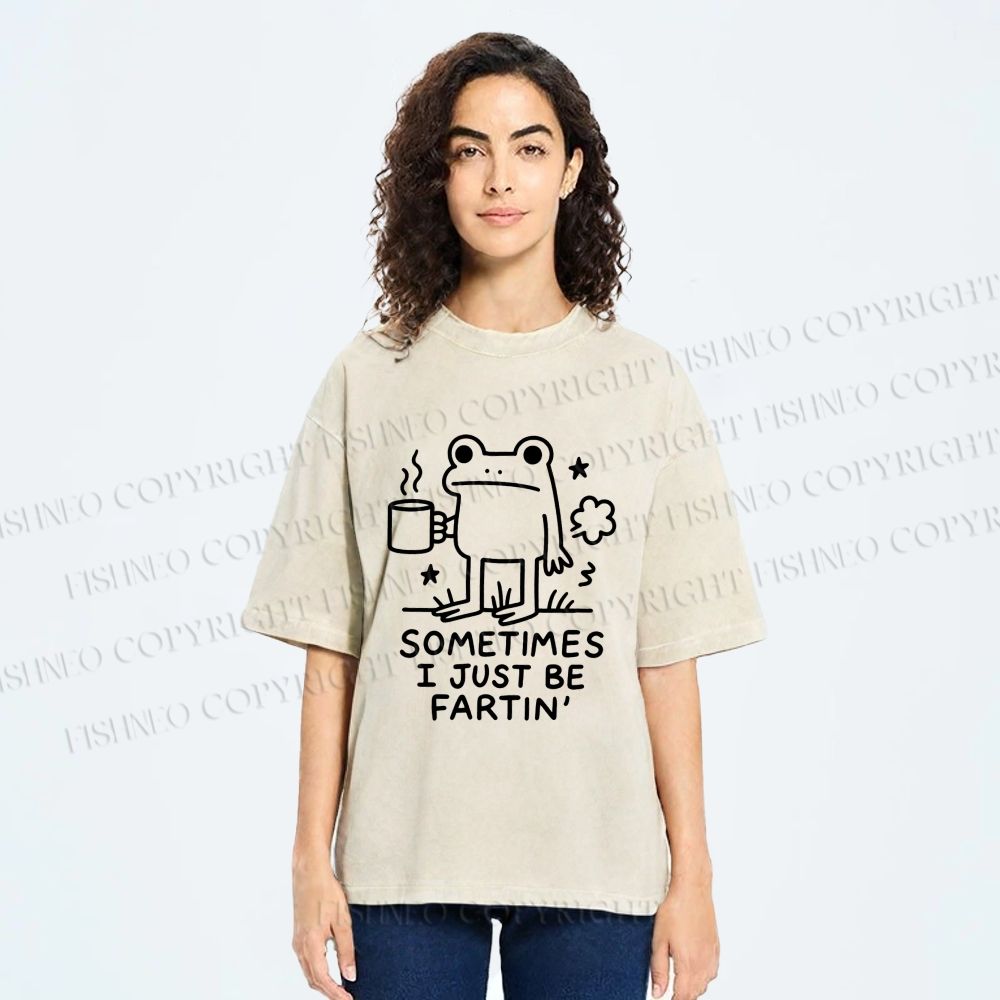 Unisex Sometimes A Frog Just Needs To Fart Printed Washed Tee