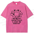 Unisex Sometimes A Frog Just Needs To Fart Printed Washed Tee