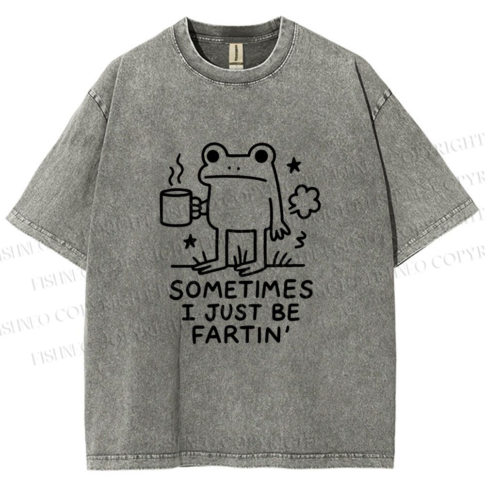 Unisex Sometimes A Frog Just Needs To Fart Printed Washed Tee