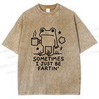 Unisex Sometimes A Frog Just Needs To Fart Printed Washed Tee