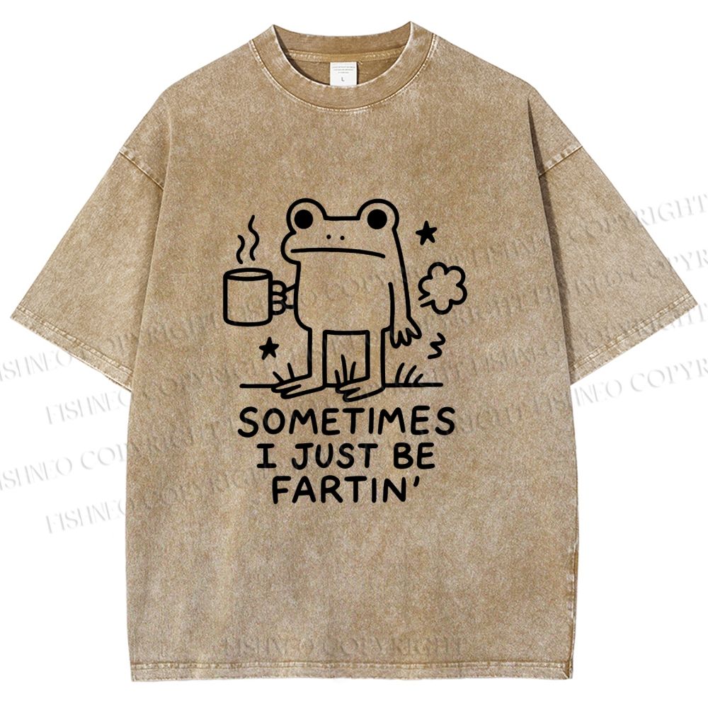 Unisex Sometimes A Frog Just Needs To Fart Printed Washed Tee