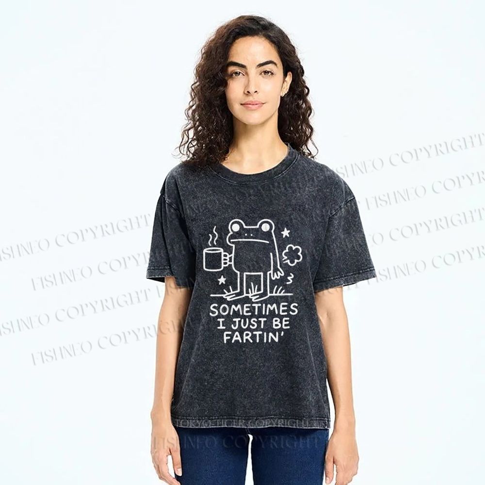 Unisex Sometimes A Frog Just Needs To Fart Printed Washed Tee