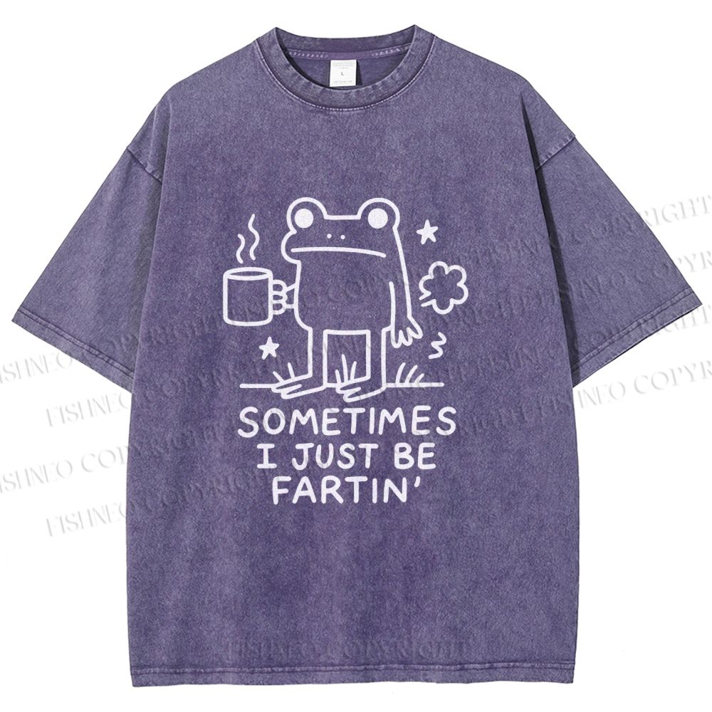Unisex Sometimes A Frog Just Needs To Fart Printed Washed Tee
