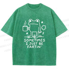 Unisex Sometimes A Frog Just Needs To Fart Printed Washed Tee