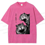 Unisex Capybara Surveillance Squad Printed Washed Tee