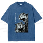 Unisex Capybara Surveillance Squad Printed Washed Tee
