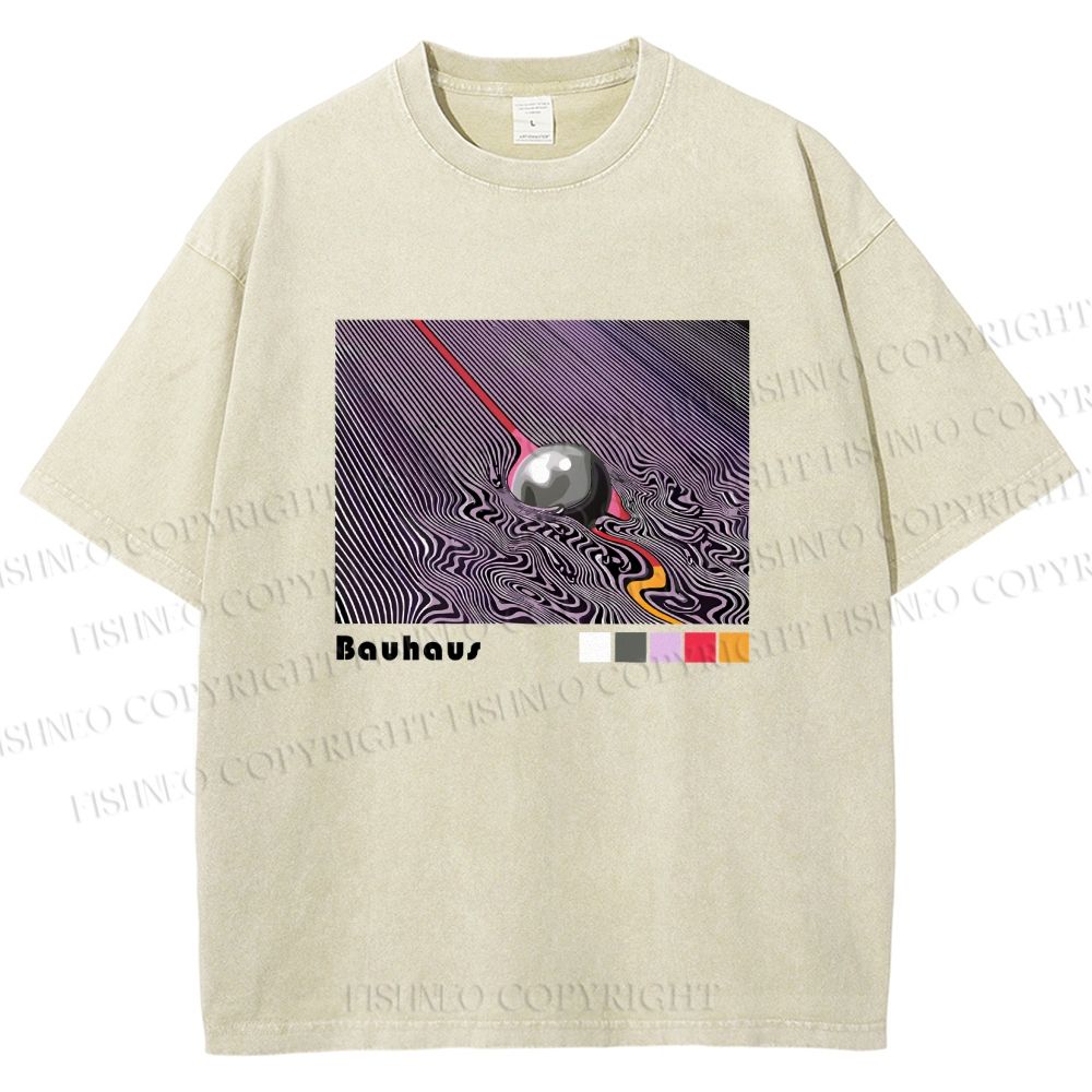 Unisex Bauhaus Psychedelic Sphere Printed Washed Tee