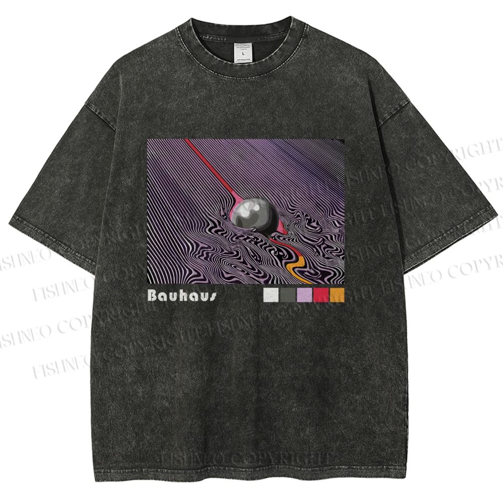 Unisex Bauhaus Psychedelic Sphere Printed Washed Tee