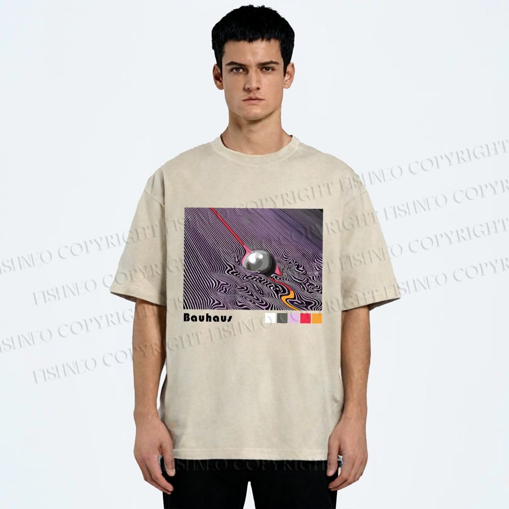 Unisex Bauhaus Psychedelic Sphere Printed Washed Tee