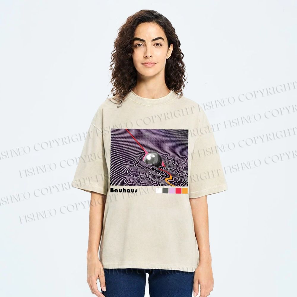 Unisex Bauhaus Psychedelic Sphere Printed Washed Tee