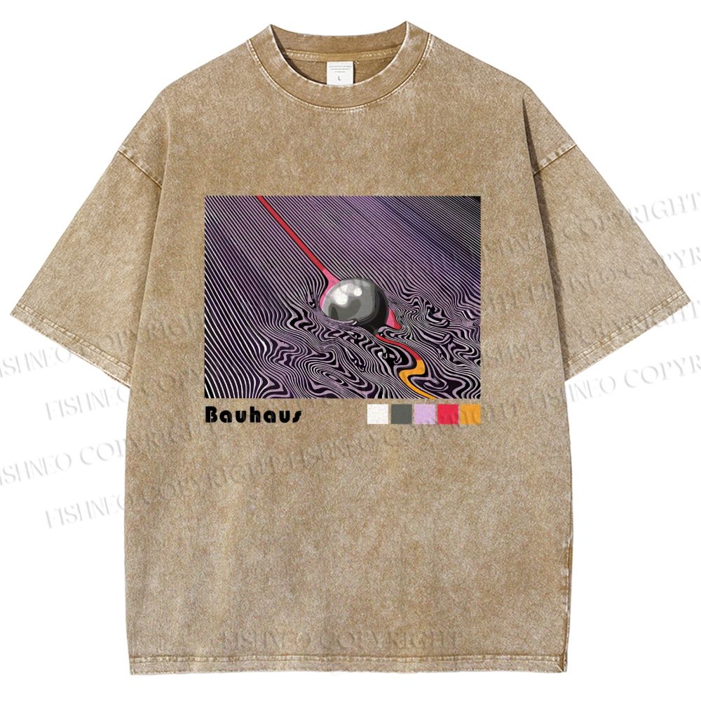 Unisex Bauhaus Psychedelic Sphere Printed Washed Tee