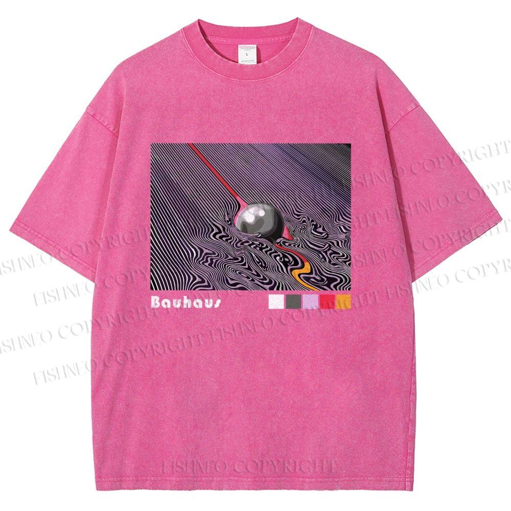 Unisex Bauhaus Psychedelic Sphere Printed Washed Tee