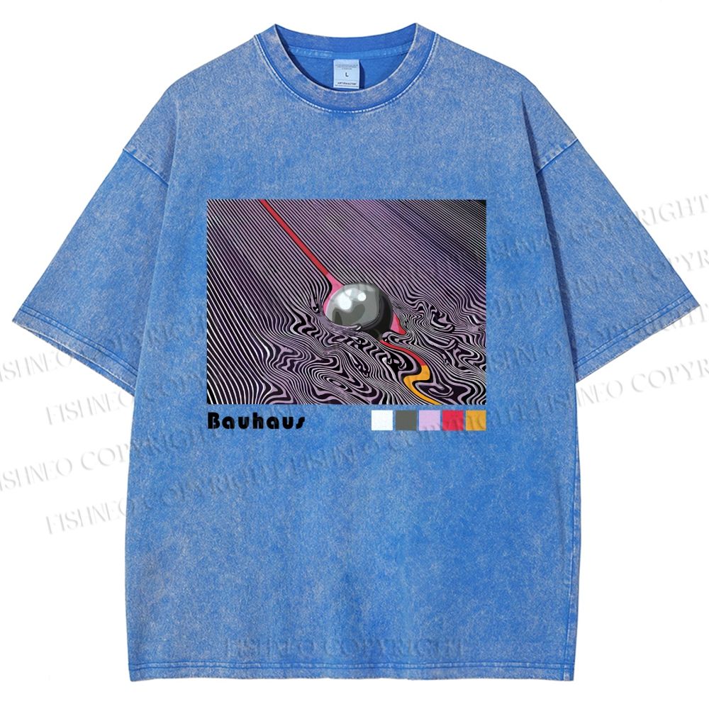 Unisex Bauhaus Psychedelic Sphere Printed Washed Tee