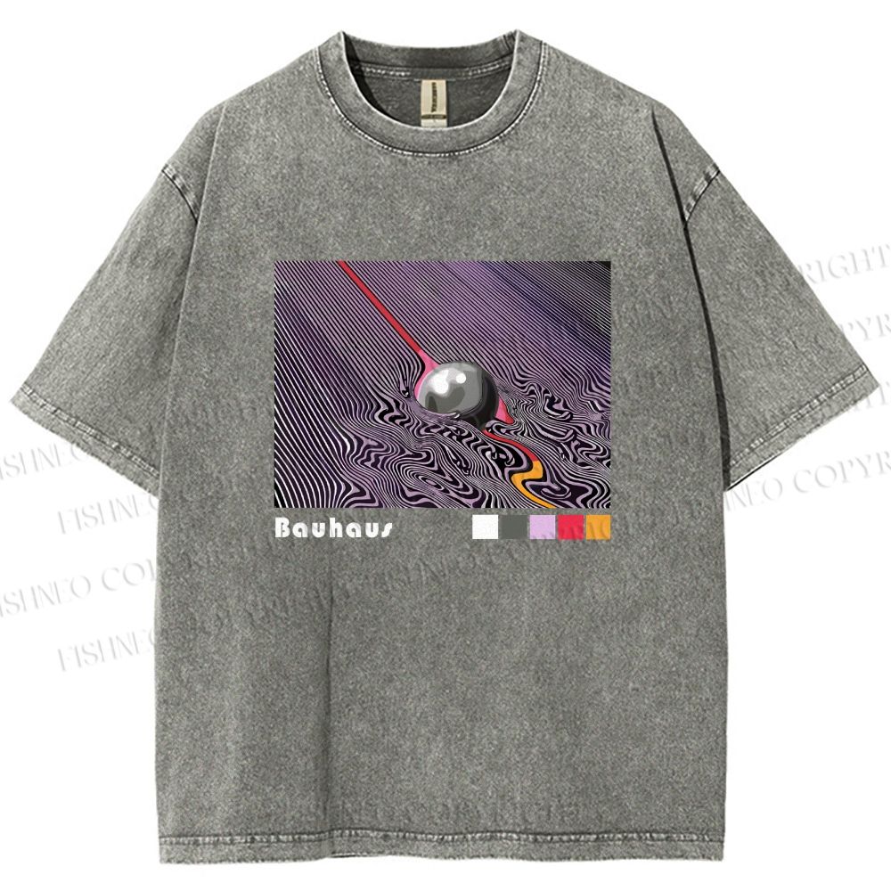 Unisex Bauhaus Psychedelic Sphere Printed Washed Tee