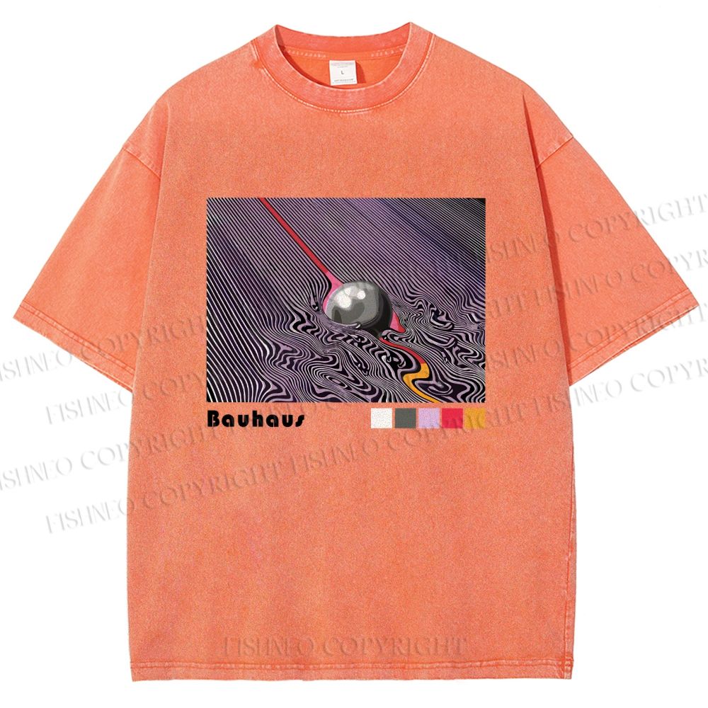 Unisex Bauhaus Psychedelic Sphere Printed Washed Tee
