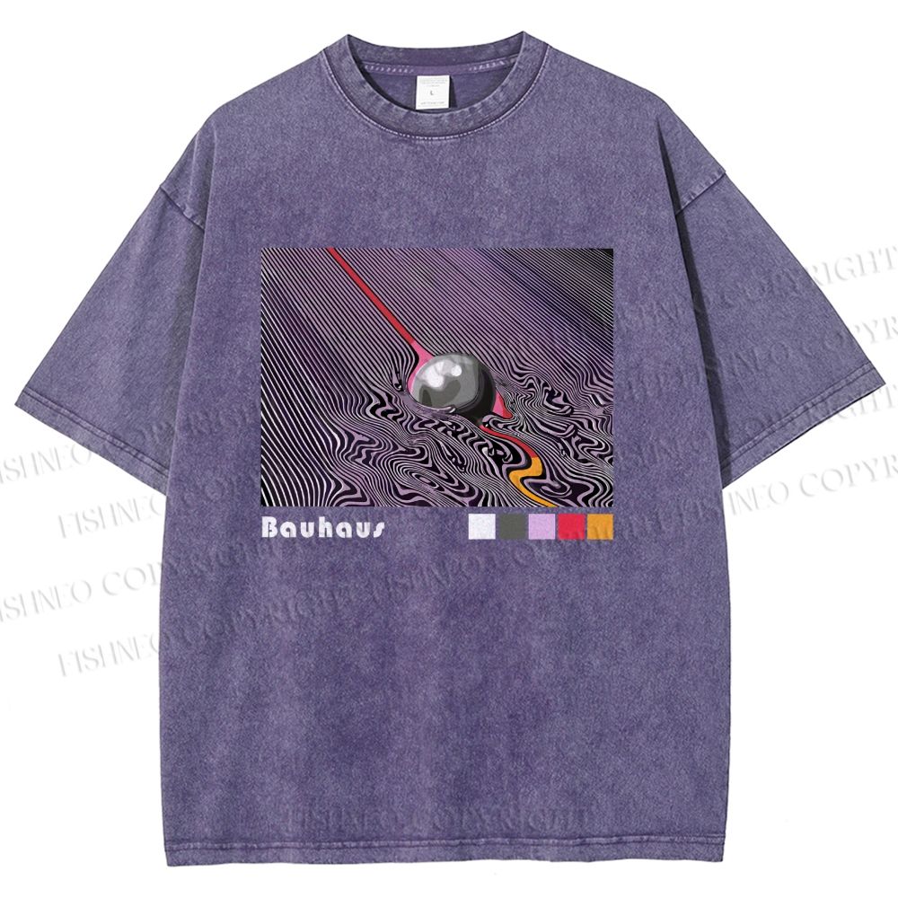 Unisex Bauhaus Psychedelic Sphere Printed Washed Tee