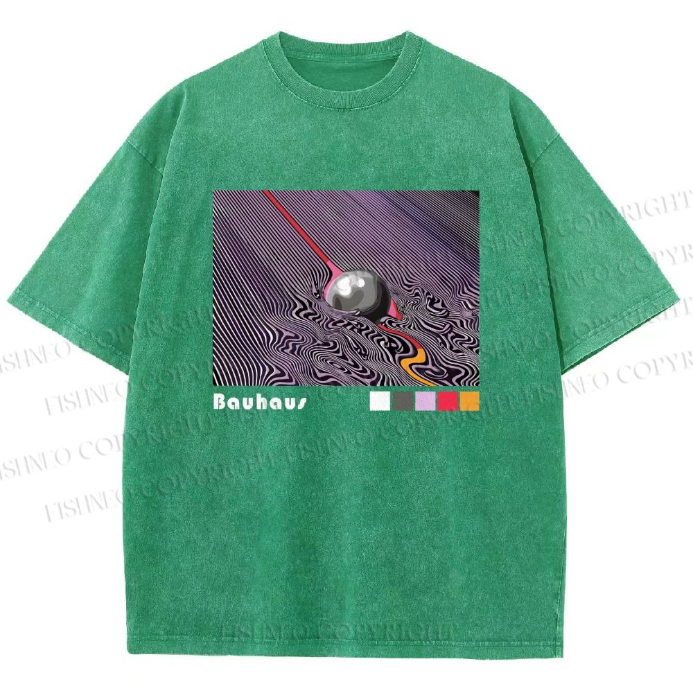Unisex Bauhaus Psychedelic Sphere Printed Washed Tee