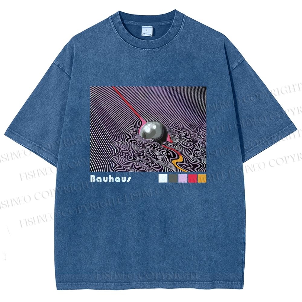 Unisex Bauhaus Psychedelic Sphere Printed Washed Tee