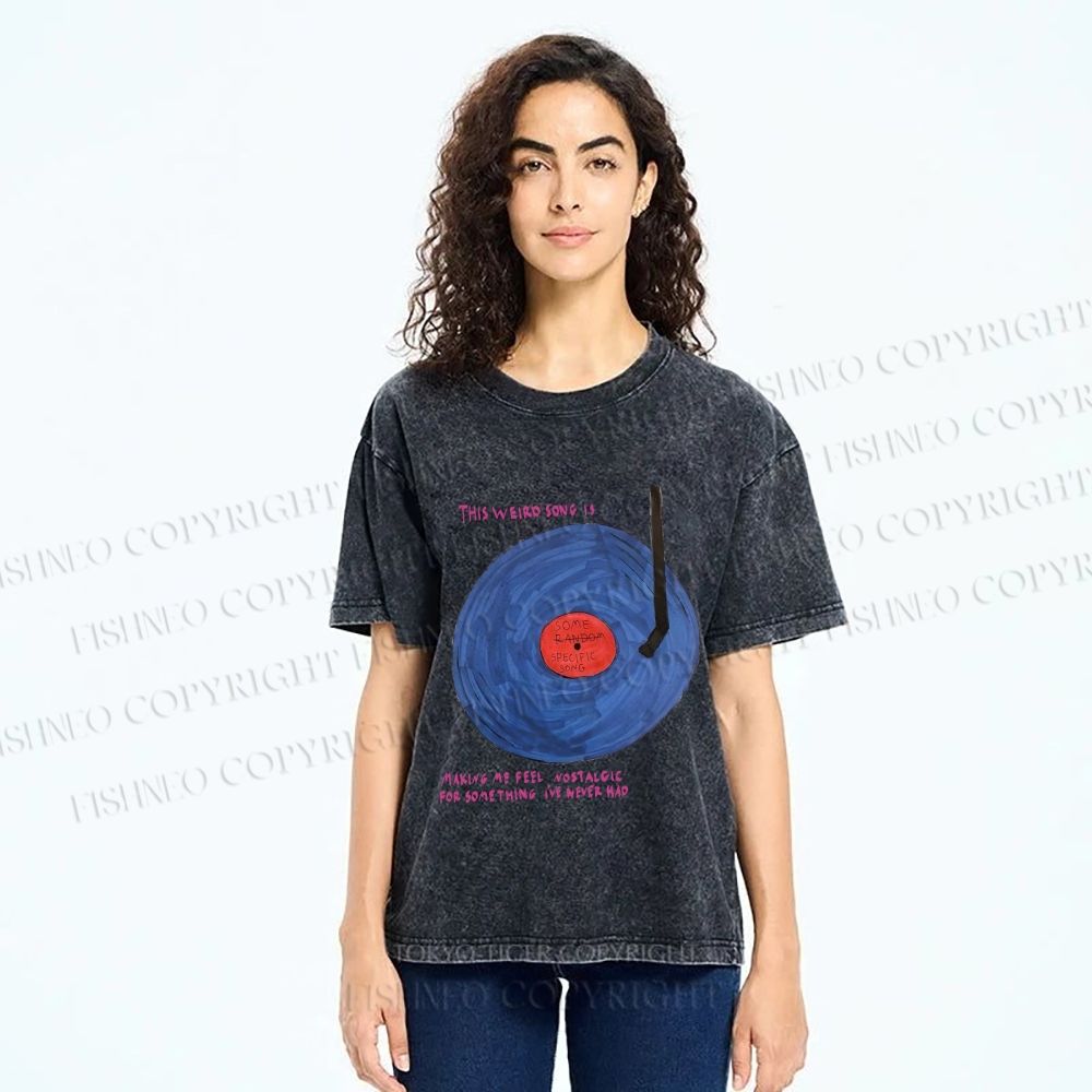 Unisex  Some Specific Song Disc Printed Washed Tee