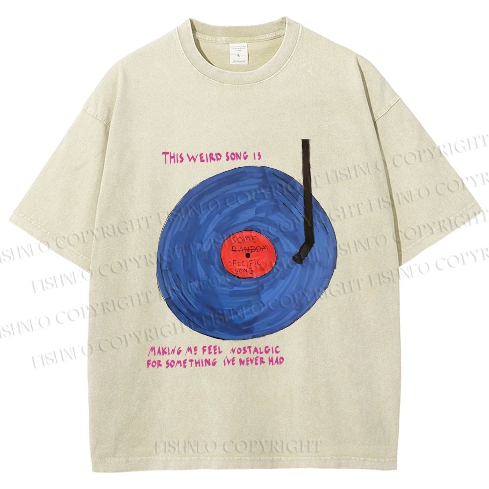 Unisex  Some Specific Song Disc Printed Washed Tee
