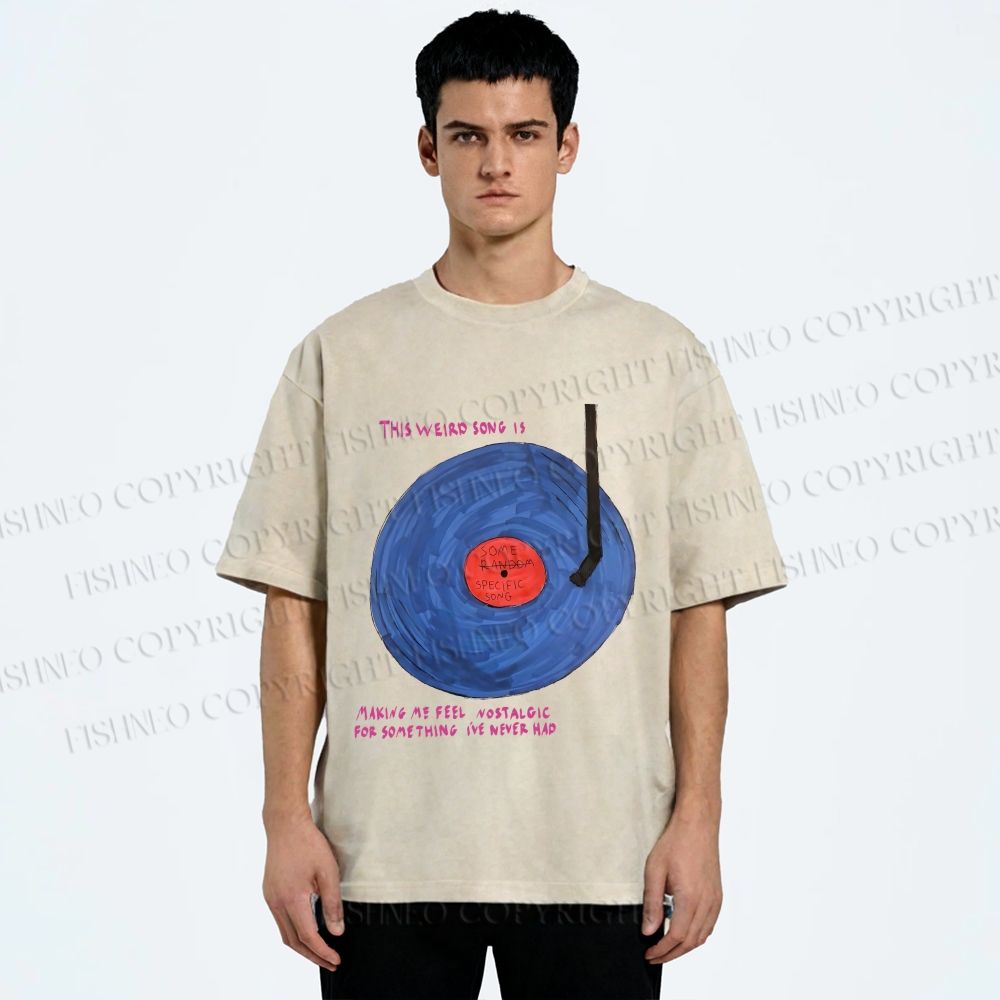 Unisex  Some Specific Song Disc Printed Washed Tee