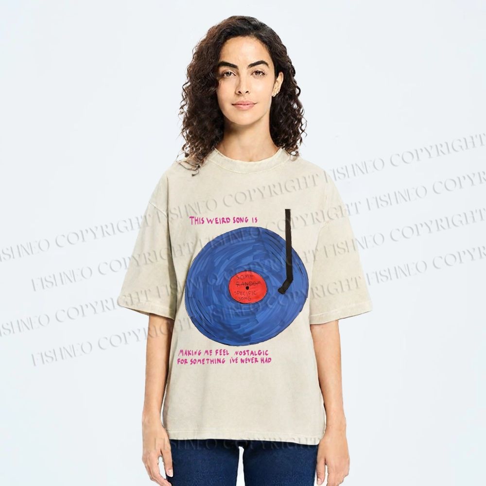 Unisex  Some Specific Song Disc Printed Washed Tee